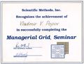 Сертифікат Managerial Grid Seminar, Scientific Methods Inc.